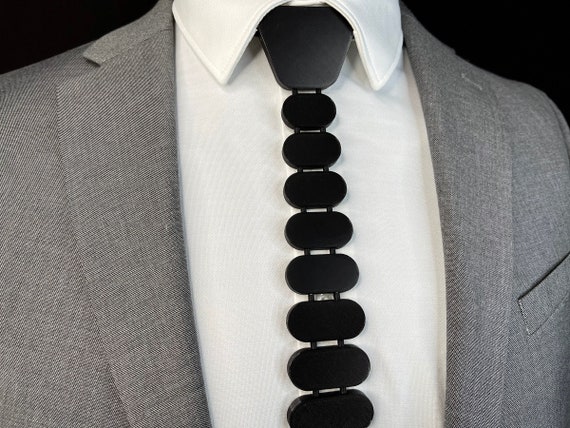 3D Printed Tie SOLID BLACK Fresno Series Unique Neckties - Etsy