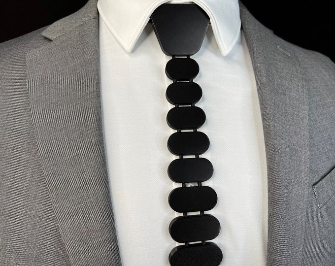 3D Printed Tie | SOLID BLACK - Fresno Series | Unique Neckties