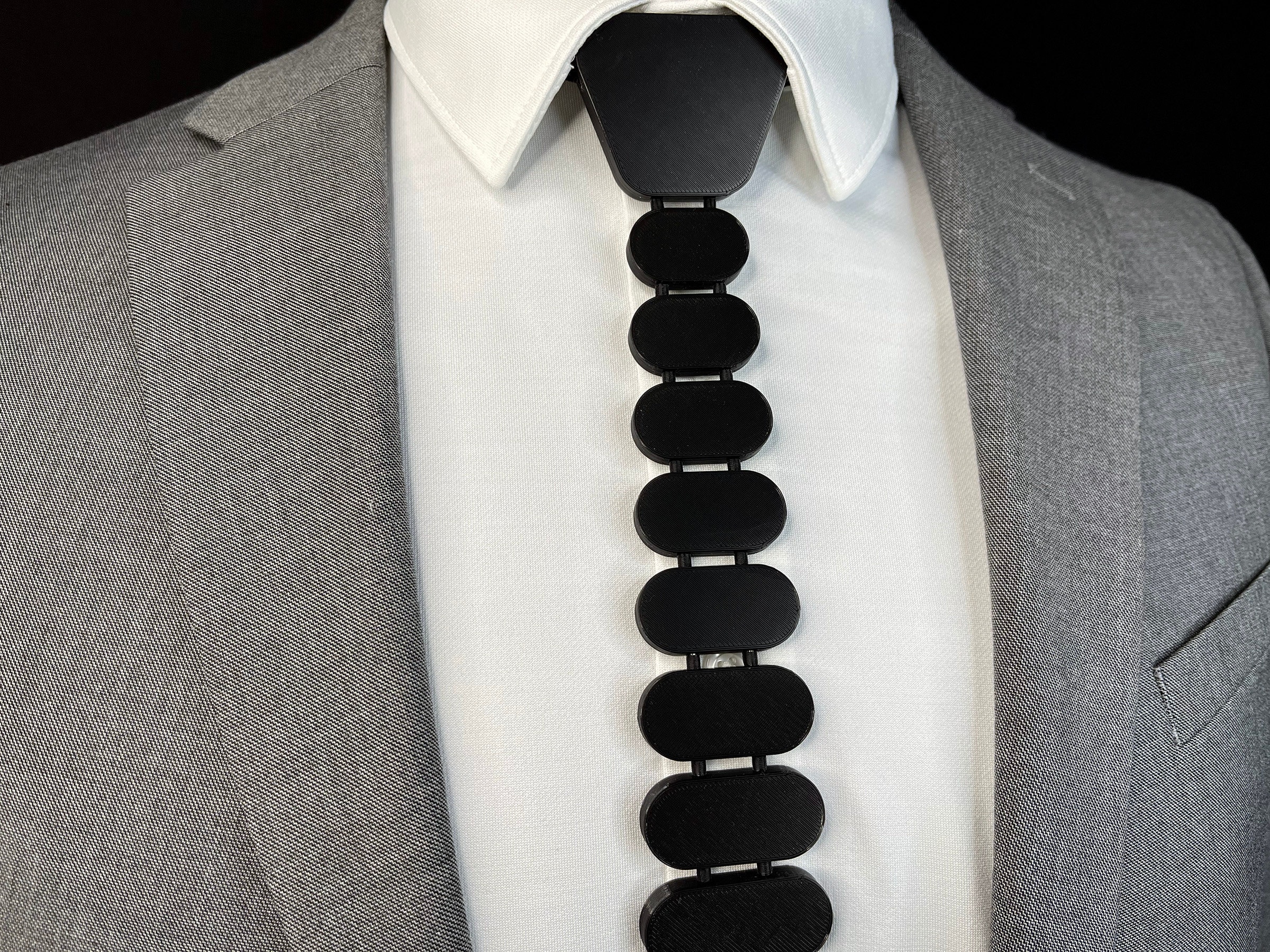 SOLID BLACK Fresno Series Unique Neckties 3D Printed Tie