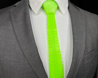 3D Printed Tie | NEON GREEN, Reversible - Articulating Series | Unique Neckties