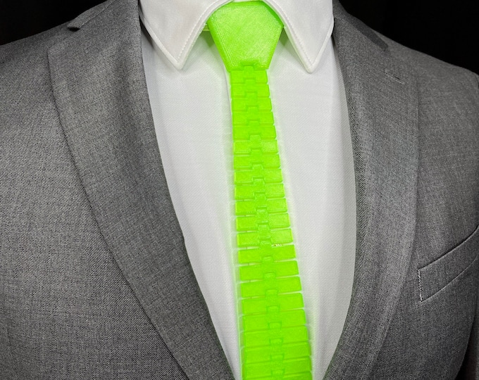 3D Printed Tie | NEON GREEN, Reversible - Articulating Series | Unique Neckties