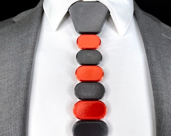 3D Printed Tie | BLACK & RED, Alternating - Modern Series | Unique Neckties