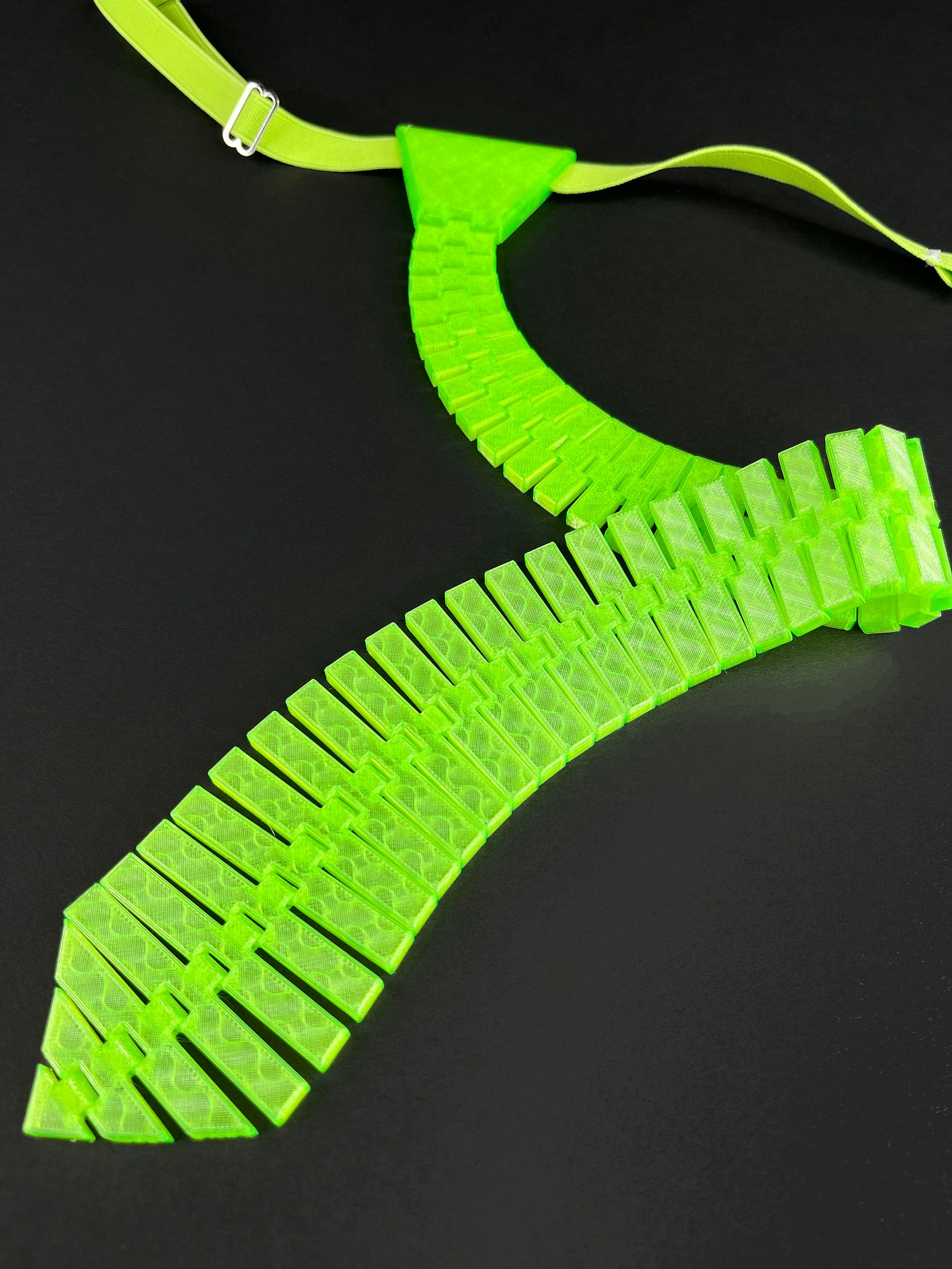 3D Printed Tie NEON GREEN, Reversible Articulating Series Unique