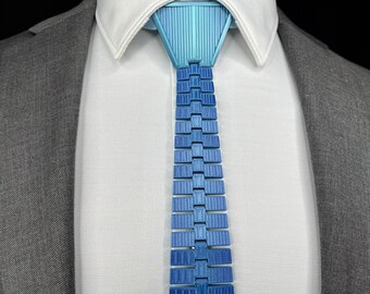 3D Printed Tie | AQUA BLUE, Reversible - Articulating Series | Unique Neckties