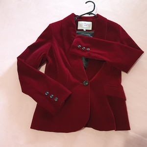 Vintage style velvet wine burgundy jacket retro blazer