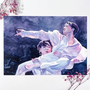 Jimin and Jungkook Black Swan Watercolor Art Print