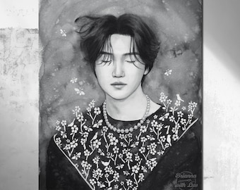Yoongi Watercolor Art Print | May Your Trials End In Full Bloom