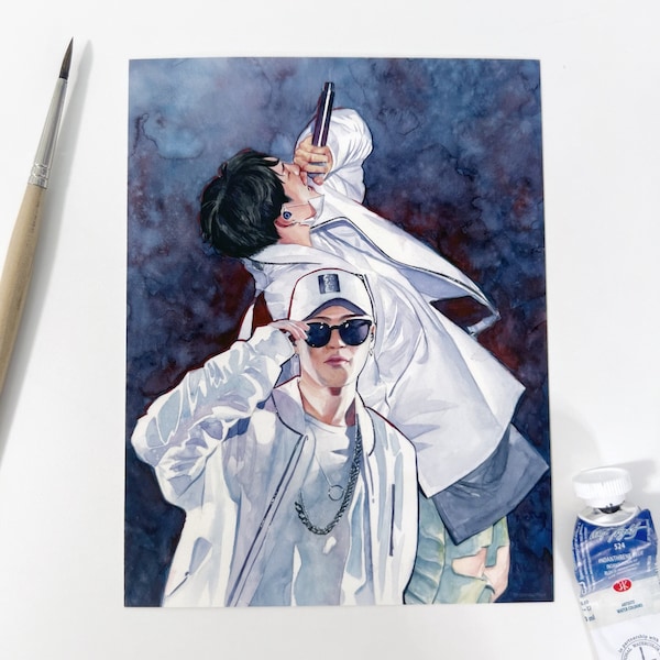 Impression d'art aquarelle de Yoongi et Jimin | Tony Montana