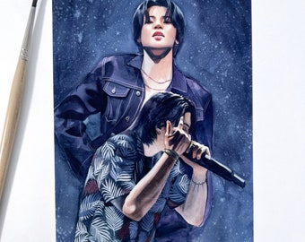 BTS Tony Montana Watercolor Art Print | Yoongi, Jimin | D-Day, Agust D, SUGA | 2023