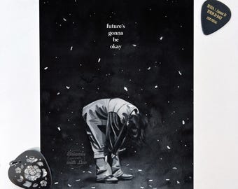 BTS Yoongi Watercolor Art Print | Future's Gonna Be Okay | Agust D, D-2, D-DAY, SUGA