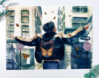 BTS J-Hope Watercolor Art Print | On the Street