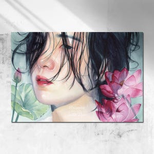 Akwarela Yoongi | Lotos w pełnym rozkwicie