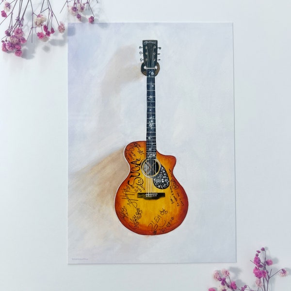 BTS Yoongi Guitar Watercolor Art Print | Suga, Agust D, D-Day