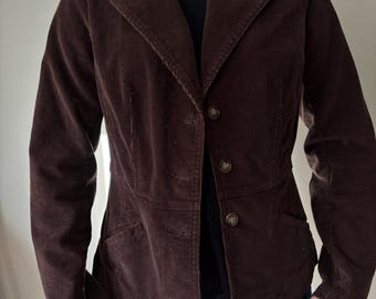 Y2K Boho Chocolate Brown Corduroy St Johns Bay Button Up Preppy Whimsical Jacket - Size Small