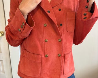 Y2K Fairycore Suede Rust Streetwear Leather Double Breasted Style Grunge Unique Jacket - Medium