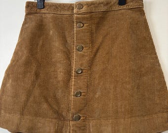 Y2K Tan Camel Caramel Streetwear Corduroy Mini Baddie Skirt - Maat extra klein