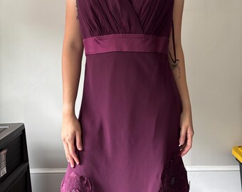 Nuevo vestido de fiesta formal de seda estilo sirena morado Fairycore de Nine West, estilo Y2K - Talla Mediana Grande