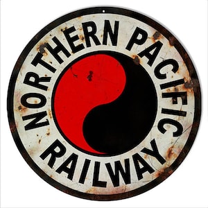 Vintage Style Nostalgic &quot; Northern Pacific Railway &quot; Advertising Metal Sign