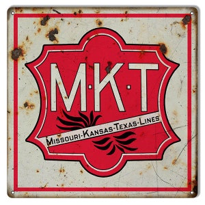 Vintage Style &quot; Missouri Kansas Texas Lines &quot; Railroad Advertising Metal Sign