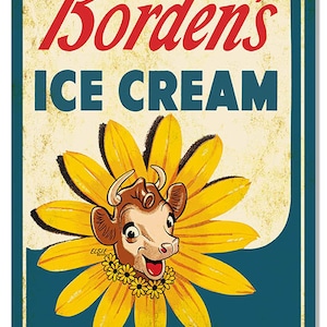 Vintage Style Nostalgic &quot; Borden&#39;s Ice Cream &quot; Metal Sign