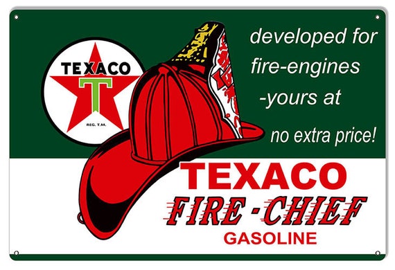 【TEXACO FIRE CHIEF】アメリカヴィンテージ看板 Texaco Fire Chief Gasoline Sign: 