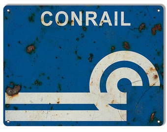 Vintage Style &quot; Conrail &quot; Railroad Logo Advertising Metal Sign