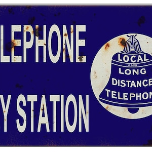 Vintage Style Nostalgic &quot; Telephone Pay Station &quot; Advertising Metal Sign