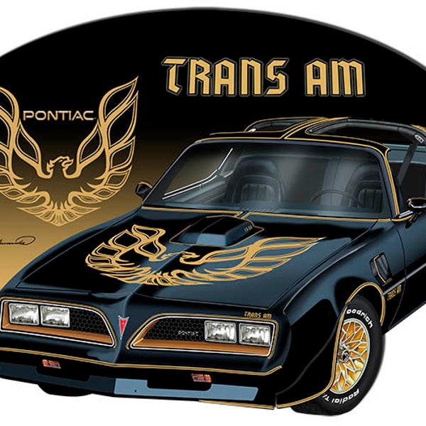 Vintage Style Nostalgic " Black Bandit Pontiac Trans Am with Eagle " Laser Cut Metal Sign for your Garage or Man Cave