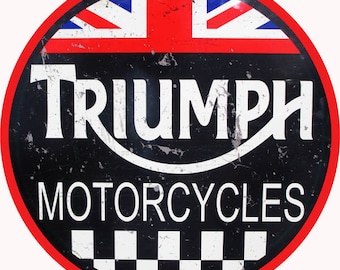 FABULOUS LARGE CAST IRON WALL PLAQUE ADVERTISING SIGN *TRIUMPH MOTORCYCLES* 