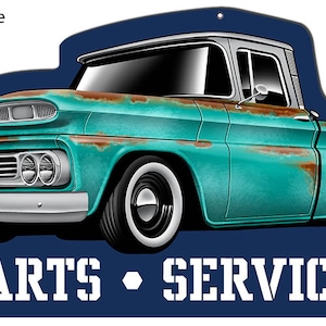Vintage Style Nostalgic &quot; 1960-1961 Chevy Truck - Parts and Service &quot; Laser Cut Metal Sign for you Garage or Man Cave