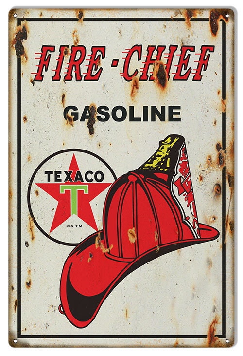 【TEXACO FIRE CHIEF】アメリカヴィンテージ看板 Retro Sign - Texaco Fire Chief | Cstore1