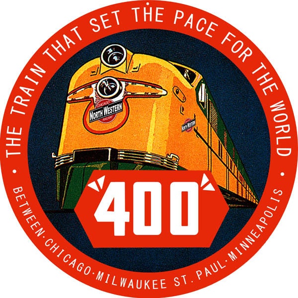 Vintage Style Nostalgic " Chicago NorthWestern Railway - 400 The Train That Set the Pace for the World " Railroad Advertising Metal Sign