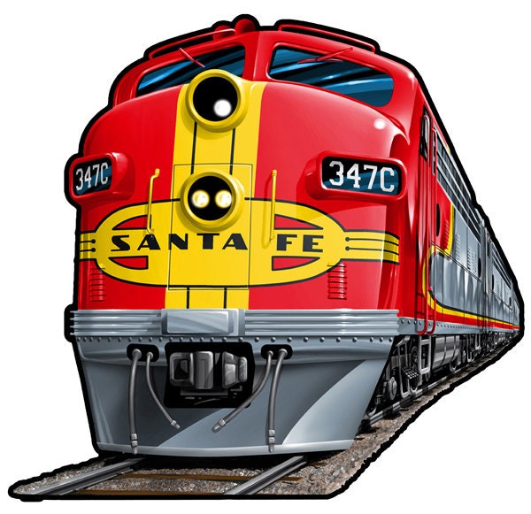 Vintage style santa fe locomotive train railroad laser cut metal sign