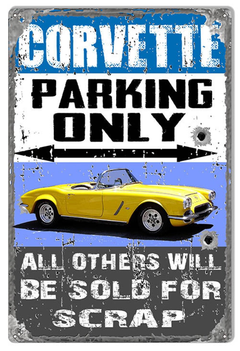 Vintage Style Corvette Parking Only - Metal Sign - Etsy
