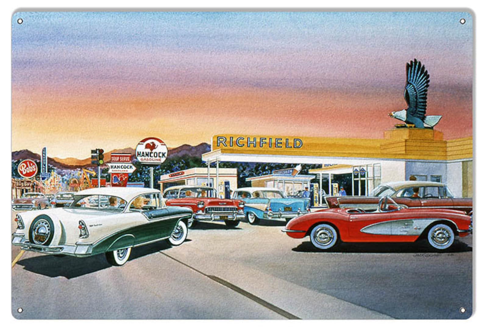 Vintage Style Nostalgic " Richfield - Hancock Gas Station With ...