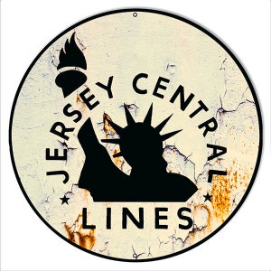 Vintage Style Nostalgic " Jersey Central Lines " Railroad Advertising Metal Sign