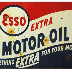 Vintage Style Nostalgic &quot; Esso - Extra Motor Oil &quot; Metal Sign for your Garage or Man Cave