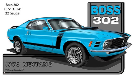 Plaque publicitaire - Ford - Mustang Boss 429 - Métal - Vintage - 41x32