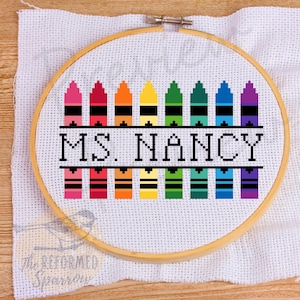 Custom Teacher Cross Stitch Pattern - PLEASE READ DESCRIPTION