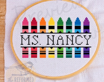 Custom Teacher Cross Stitch Pattern - PLEASE READ DESCRIPTION