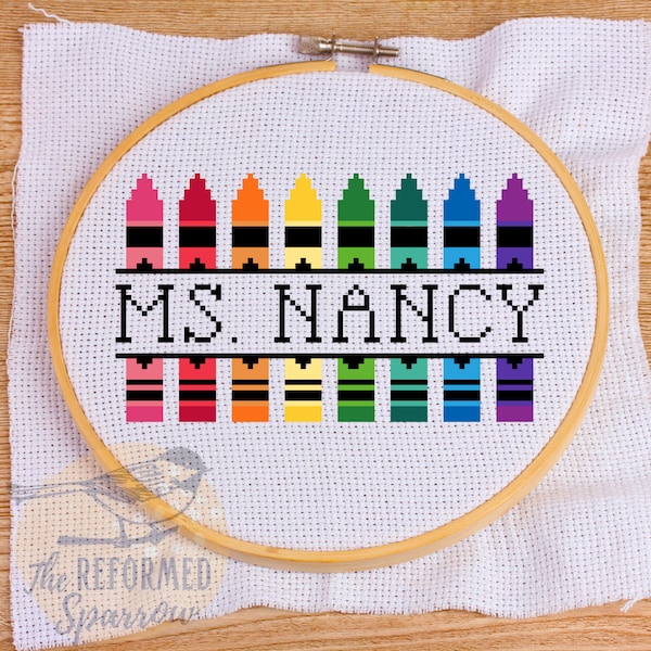 Custom Teacher Cross Stitch Pattern - PLEASE READ DESCRIPTION