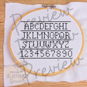 Alphabet Cross Stitch Pattern, ABC Cross Stitch Pattern, Numbers Pattern, Font