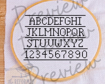 Alphabet & Numbers Cross Stitch Pattern: Font (PDF Pattern)