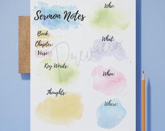 Printable Church Notes Template | Sermon Notes | Church Notes | Note ...