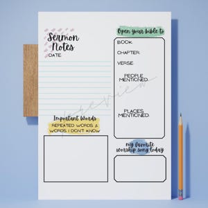 Sermon Notes Printable: Church Note Taking Template (PDF)