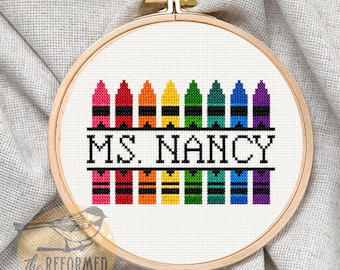 Custom Teacher Cross Stitch Pattern - PLEASE READ DESCRIPTION