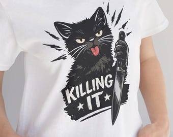 Michael Myers tue - T-shirt chat tueur | T-shirt graphique drôle de chat