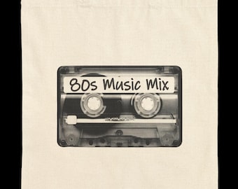 fourre-tout à cassettes Mixtape des années 80 | Toile musique rétro vintage