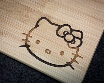 Hello Kitty - Kitty Head Laser Engraved Bamboo Cutting Board in 3 SIZES