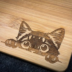 Kitty Cat “Waffles” - Laser Engraved Bamboo Cutting Board in 3 SIZES
